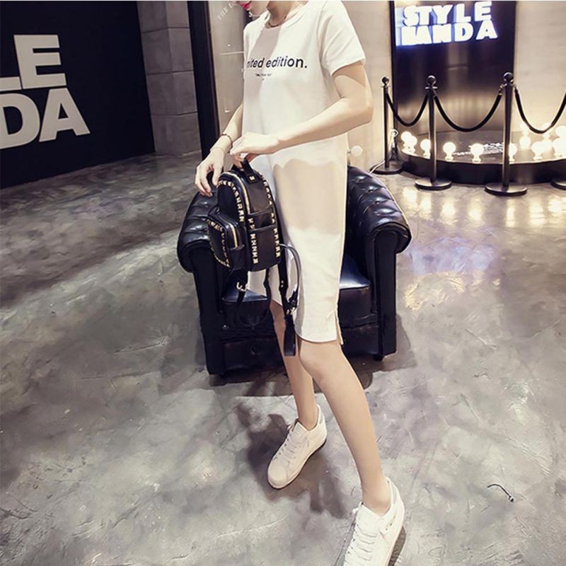 Đầm thun form suông tay ngắn cá tính cho nữ | BigBuy360 - bigbuy360.vn