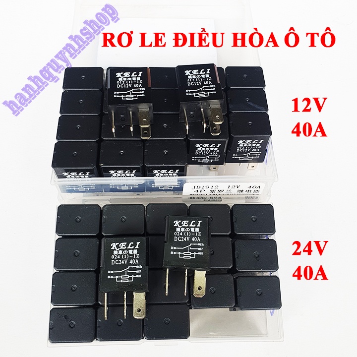 Hộp 20 Rơ le điều hòa ô tô 4 chân 12V 40A hoặc 24V 40A màu đen