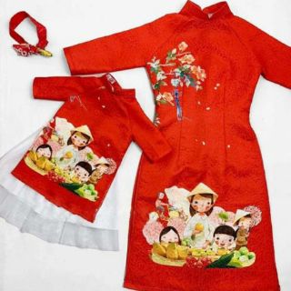 Sét áo dài gấm xinh cho bé