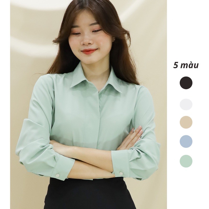 [Ảnh thật tự chụp] Sơ Mi Giấu Nút công sở Meow Boutique | BigBuy360 - bigbuy360.vn