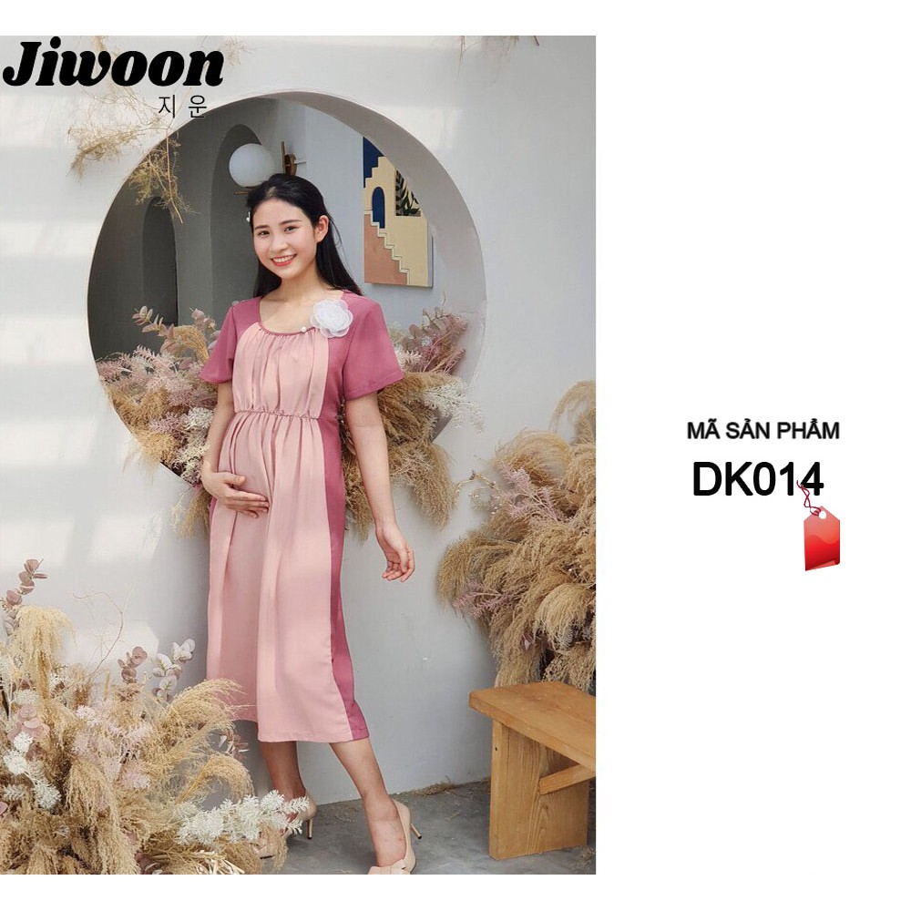Đầm Bầu Đầm Cho Bé Bú Vải Cotton Chất Mát Jiwoon DK014 Hàng Thiết Kế VNXK Xuất Hàn