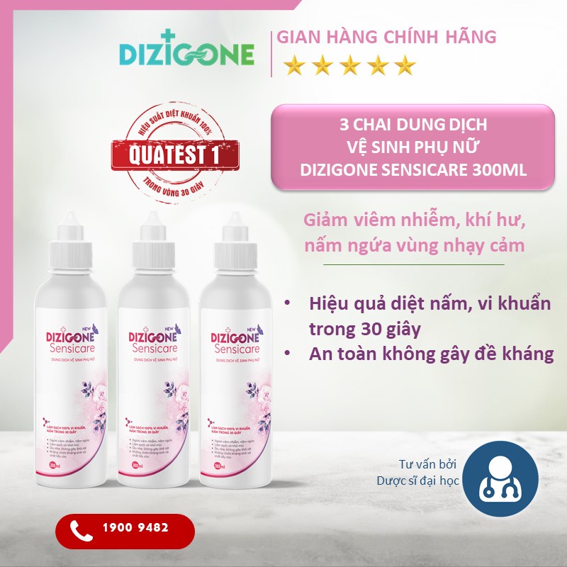 [Tiết kiệm] COMBO 3 Dung dịch vệ sinh phụ nữ DIZIGONE Sensicare - Hết ngứa chỉ sau 2 ngày!