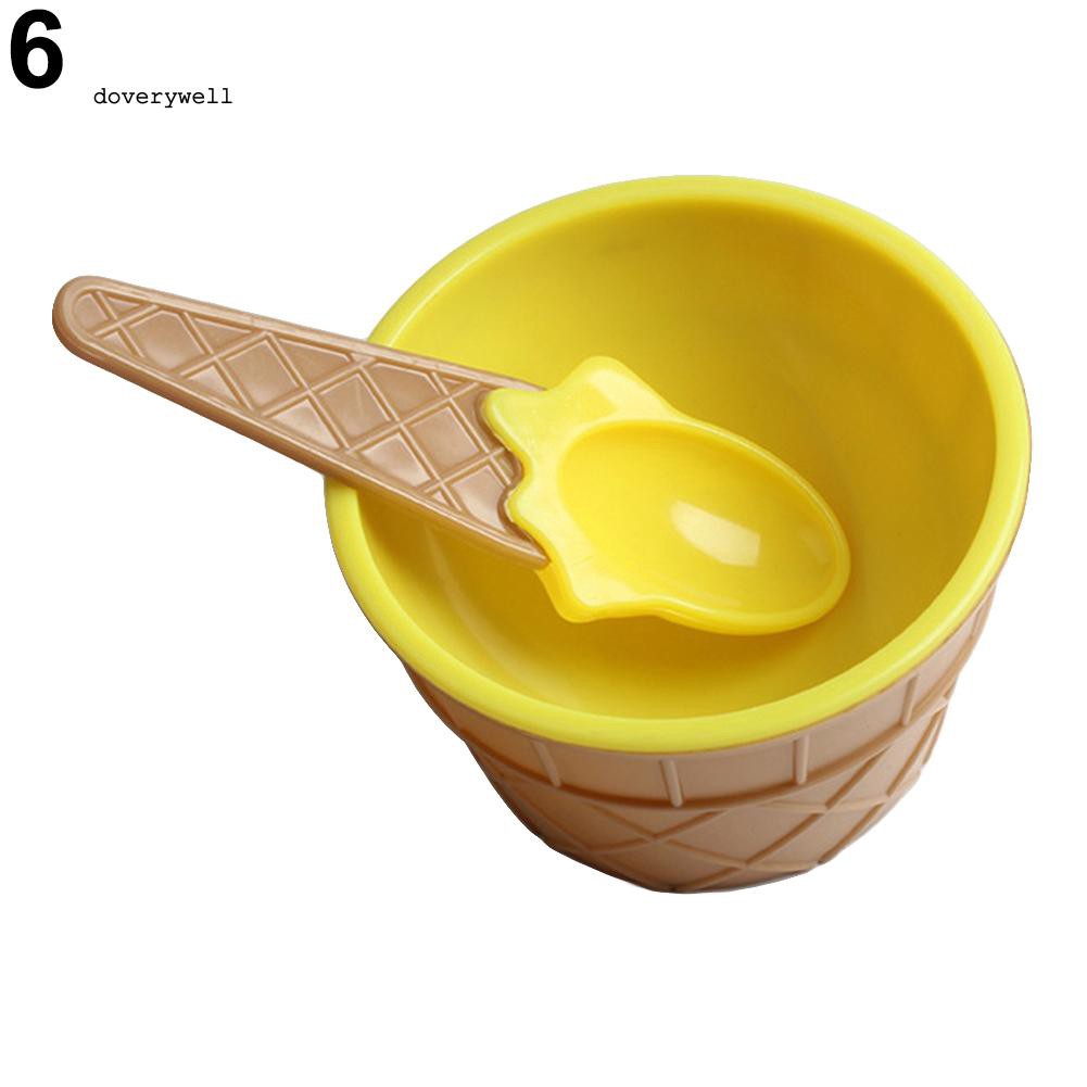 Bộ chén nhựa kèm muỗng hình kem sáng tạo cho bé