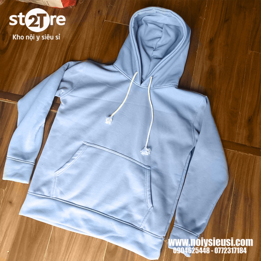 Áo hoodie unisex 2T Store H24 màu xanh da trời Sky - Áo khoác nỉ chui đầu nón 2 lớp dày dặn đẹp chất lượng | BigBuy360 - bigbuy360.vn