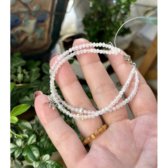 Vòng tay đôi đá Mặt trăng giác size 3.5 li