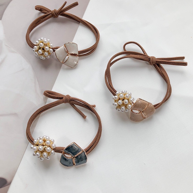 Dây buộc tóc cao su co giãn đính hoa và ngọc trai thời trang cho nữ