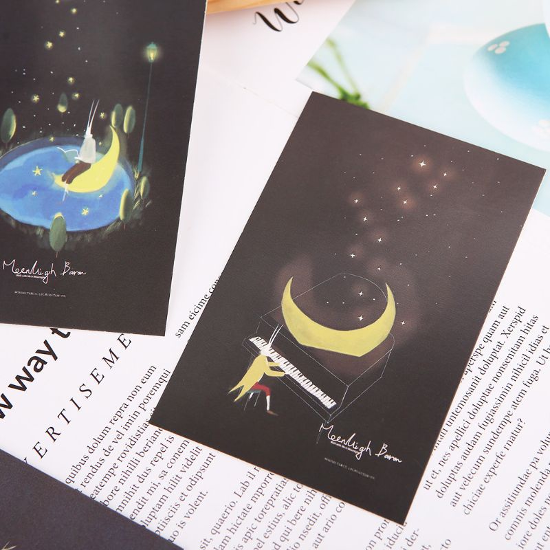 Set 30 Tấm Thiệp Chúc Mừng Giáng Sinh Thẻ Phát Sáng Trong Bóng Tối Phong Cách Vintage