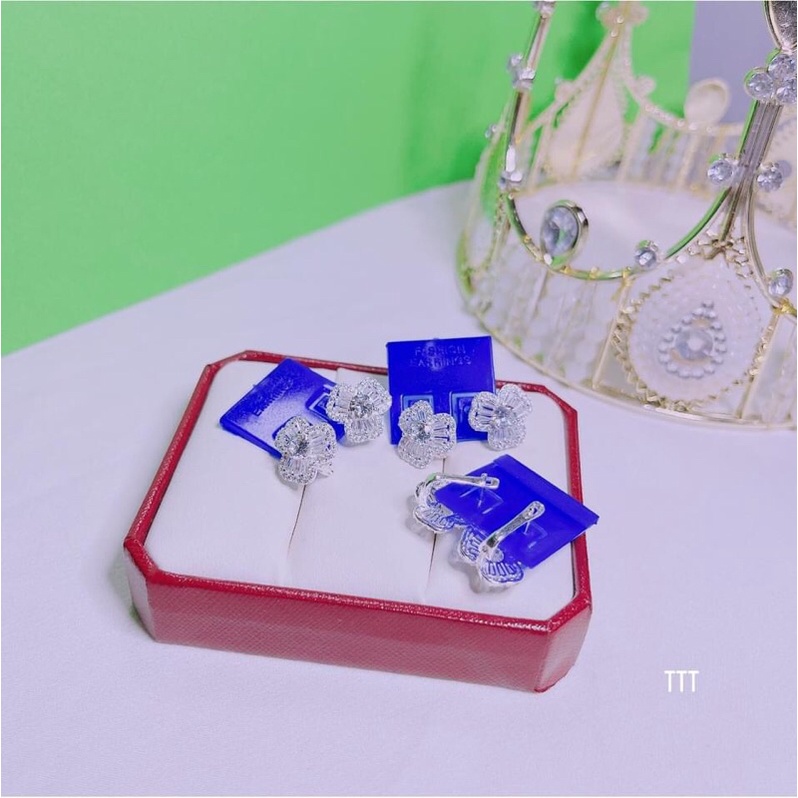 BÔNG TAI HOA BẤM CAO CẤP- CHUẨN BẠC TA HNAGF DÀY BÓNG ĐẸP