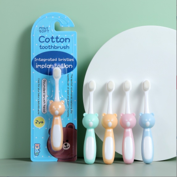 Bàn Chải Đánh Răng Cho Bé 1-4 Tuổi Cotton Tooth Siêu Mềm Chải Sạch Răng Bảo Vệ Lợi Lông Bàn Chải Cotton An Toàn