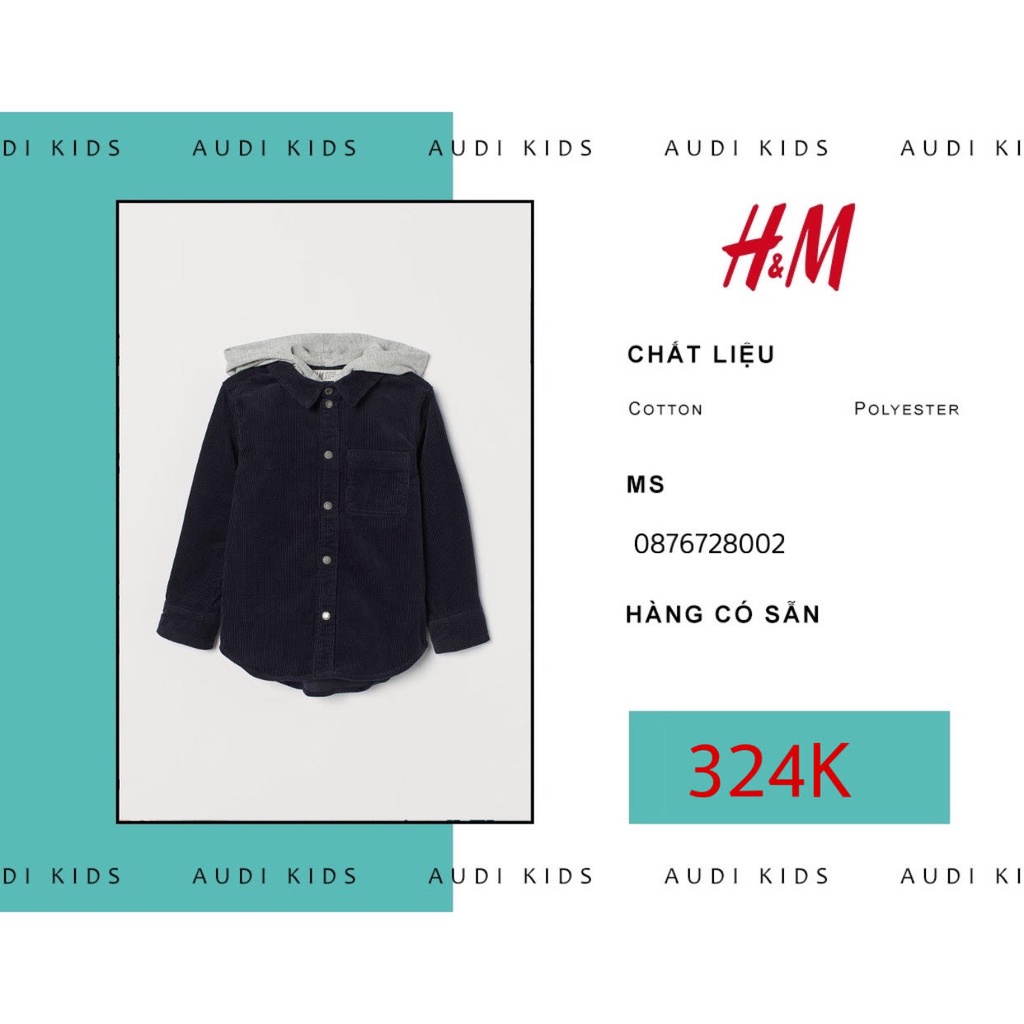Áo khoác jean có mũ cho bé trai từ 8 tuổi đến 10 tuổi - H&M Chính Hãng