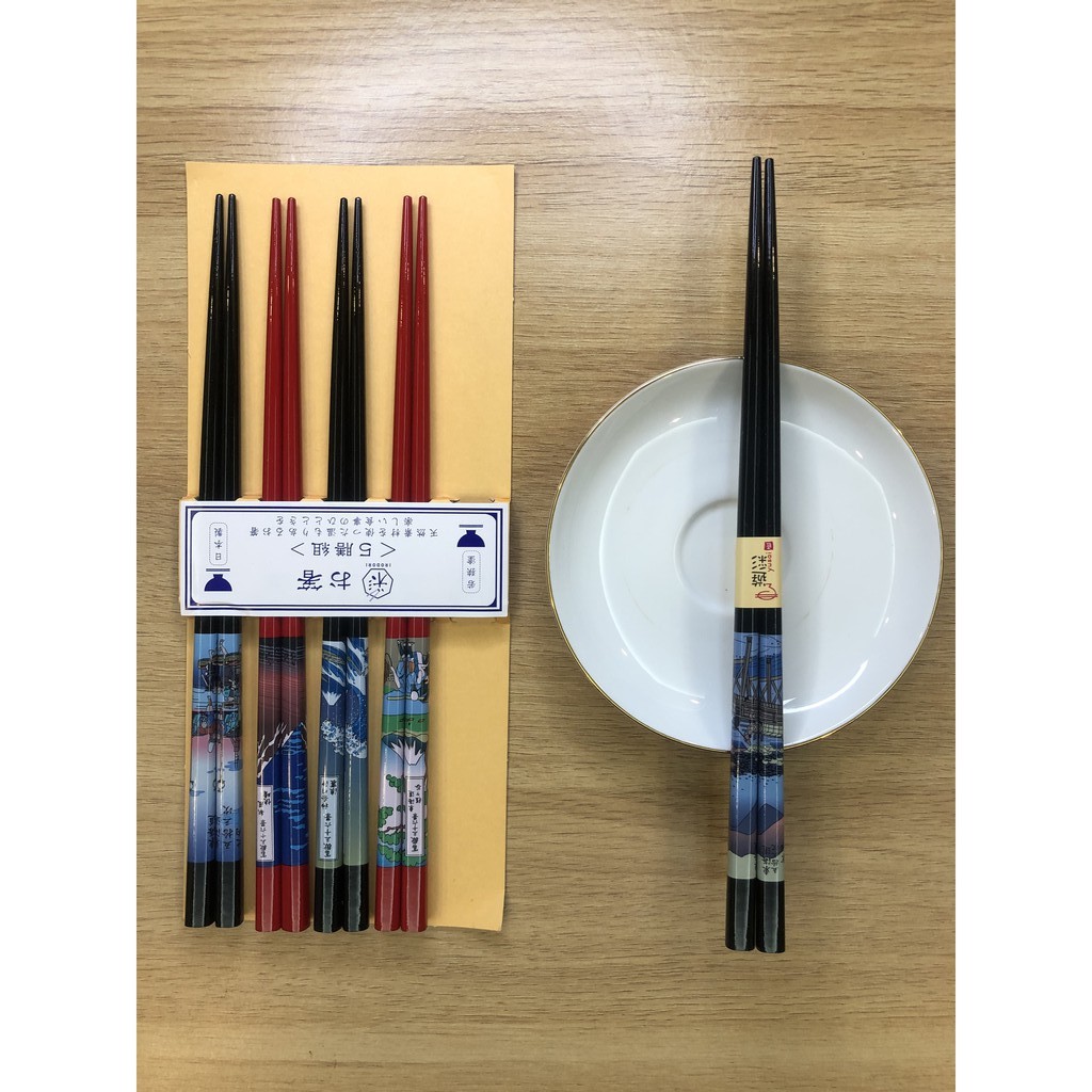 [Hỏa tốc HCM] Đũa gỗ thiên nhiên Nhật Bản cao cấp nhiều màu, họa tiết cực đẹp và sang trọng set 5 đôi