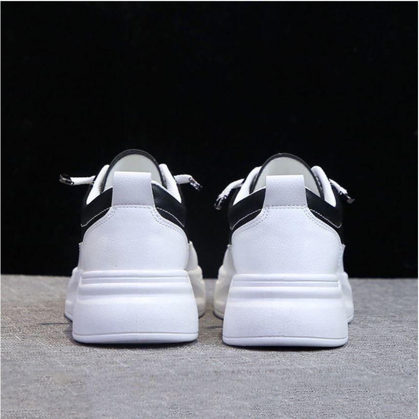 [HCM]Giày sneaker Nữ Simple Chất Da Chống Nước Đế Độn 3 cm Phong Cách Hàn Quốc