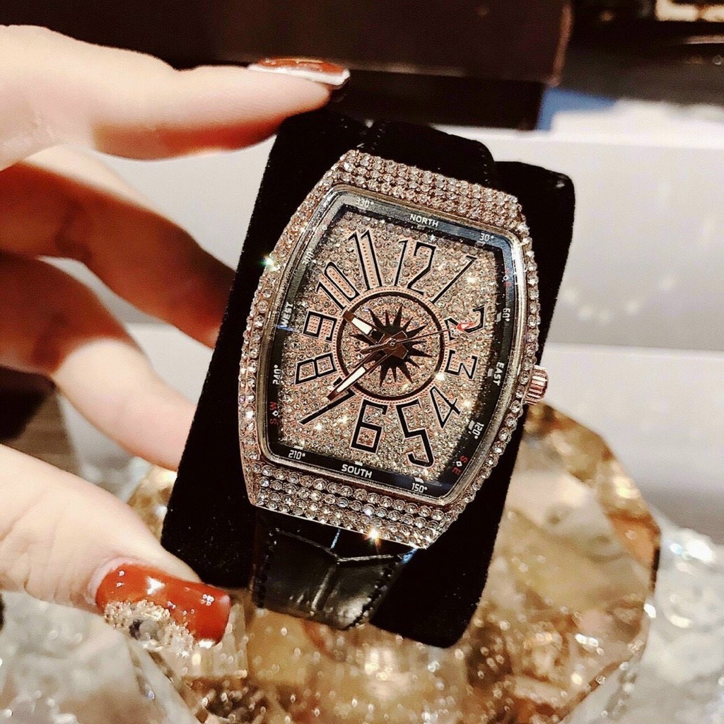 Đồng Hồ Nữ Đeo Tay Dây Da Franck Muller, Đồng Hồ Đính Đá Thời Trang Cao Cấp Siêu Đẹp Fullbox Chống Nước | BigBuy360 - bigbuy360.vn