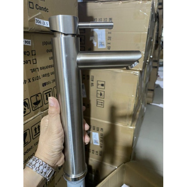 Vòi lavabo inox 304 nóng lạnh, vòi rửa mặt tròn 20cm & 30cm. CHỌN HỎA TỐC SHIP NHANH 2H TPHCM