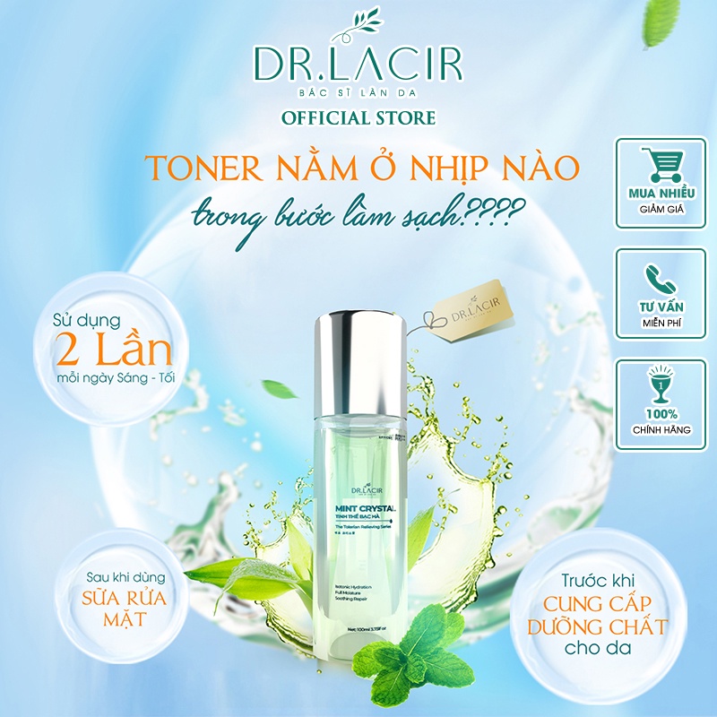 Toner Tinh Thể Bạc Hà Mint Crystal Dr.Lacir Làm Sạch Da, Dưỡng Ẩm 100ml DR06