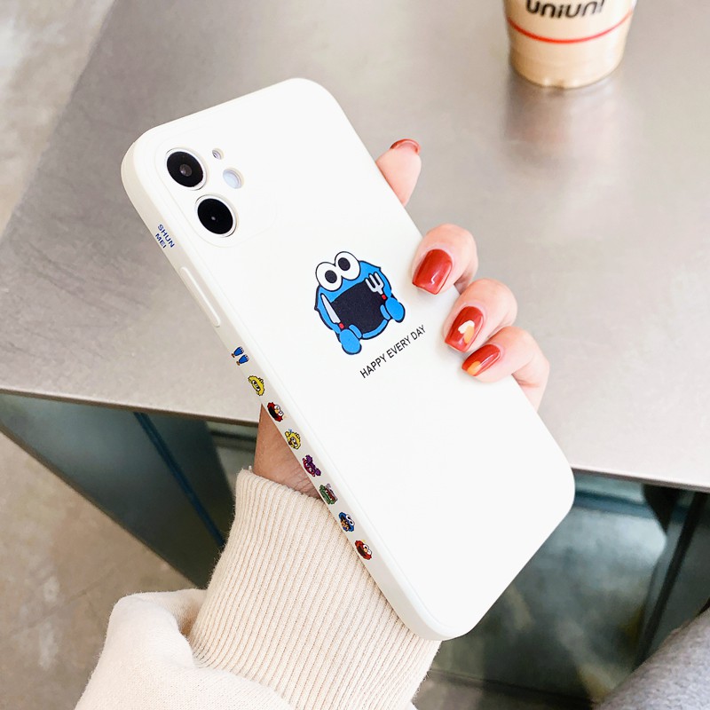 Ốp lưng iphone Elmo happy cạnh vuông in hình viền 5/5s/6/6plus/6s/6splus/7/7plus/8/8plus/x/xs/11/12/pro/max/plus/promax | BigBuy360 - bigbuy360.vn