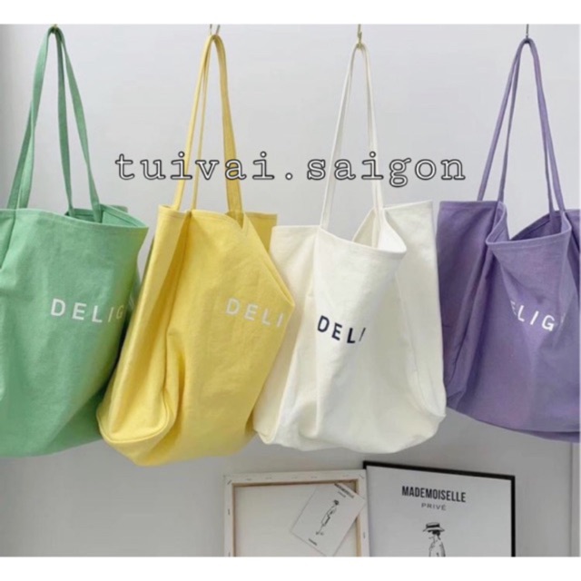 ẢNH THẬT Túi tote Túi vải canvas form lớn 4 màu ( Delight )