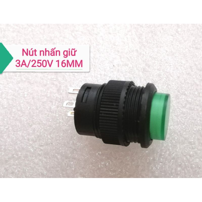 Nút nhấn giữ Công tắc đóng mở tự khóa có đèn 3A/250V lỗ 16MM