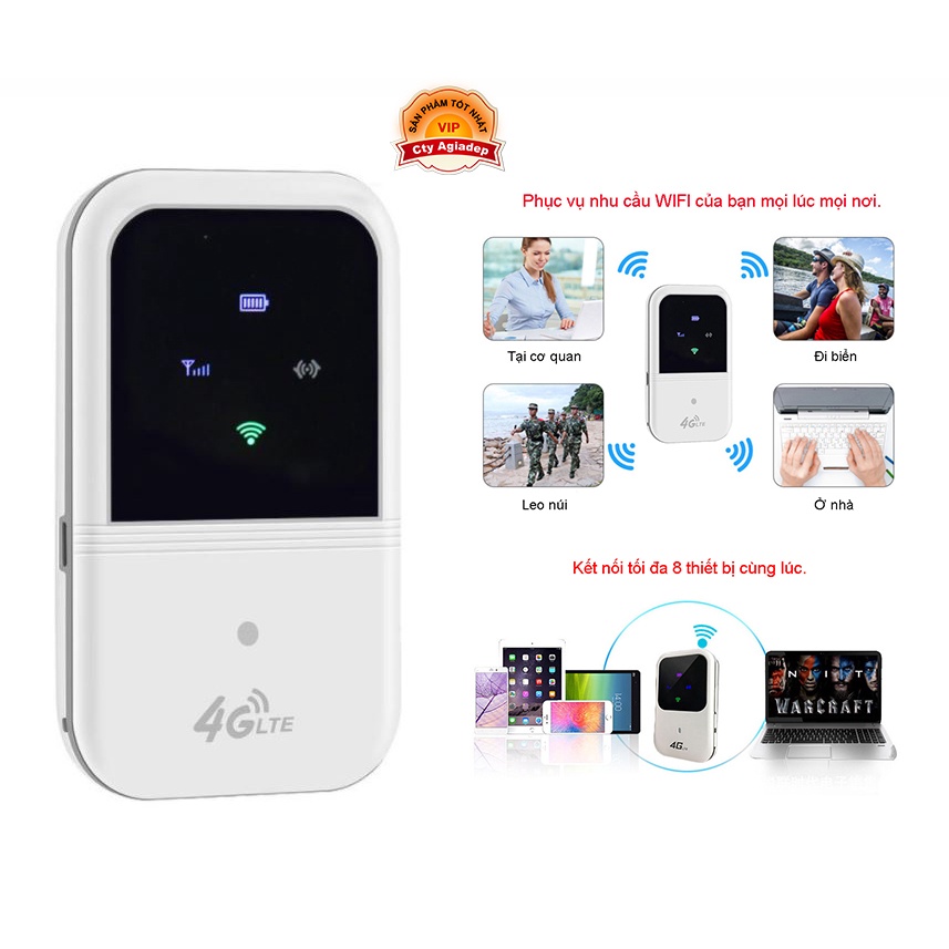 Cục phát Wifi 3G 4G gắn SIM tiện di chuyển (Pin Sạc)