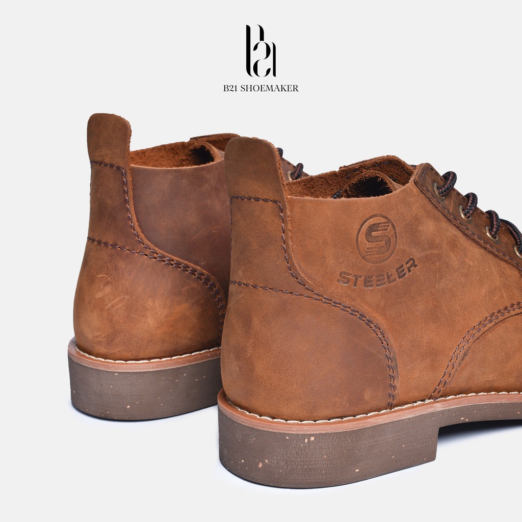 Giày Boot Nam Da Bò Cổ Lững CHUKKA Đế CORK NITRILE Tăng Chiều Cao Phong Cách Vintage Cổ Điển Full Box - B21 Shoemaker