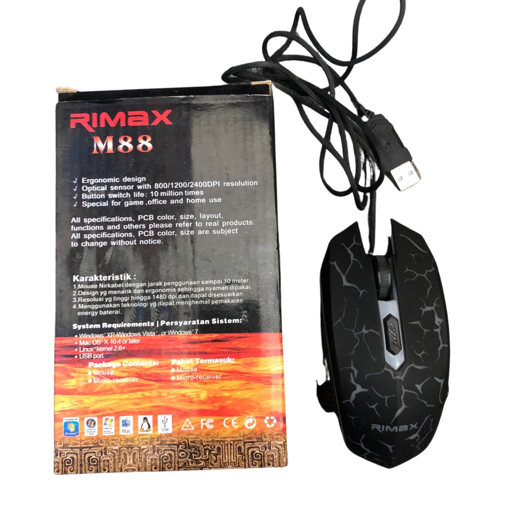 Chuột máy tính có dây gamming PC laptop RIMAX M88 có led chính hãng