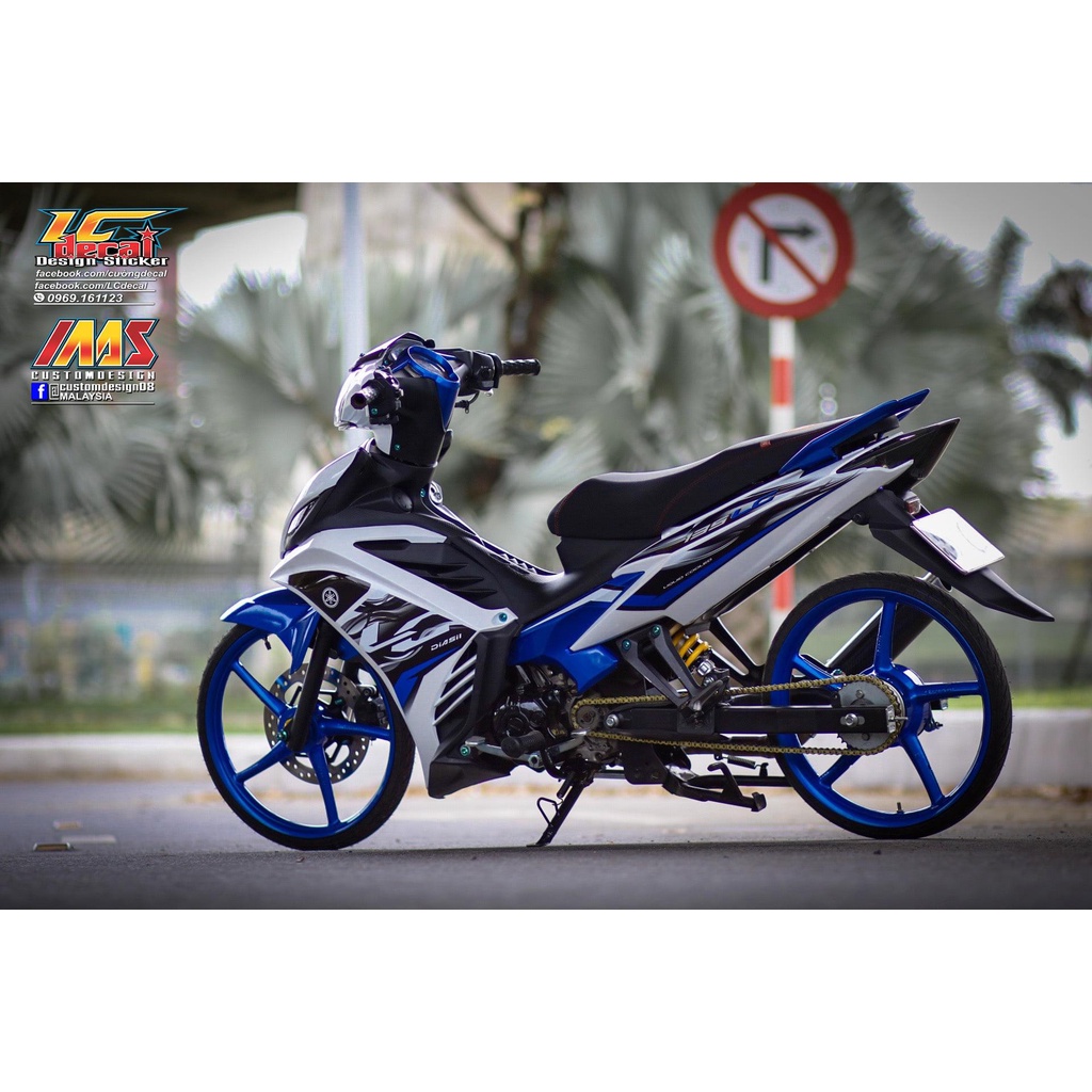 [Siêu Sale] Tem Decal Rời mẫu LC mới nhất 2022 xanh đen cho Exciter 135 trắng - tem siêu nét không bay màu