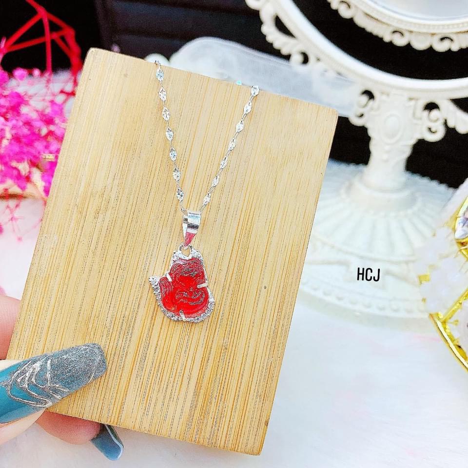 Dây chuyền nữ bạc thật mặt hồ ly đính đá đủ màu may mắn tình duyên - Kho sỉ bạc Nhất Linh