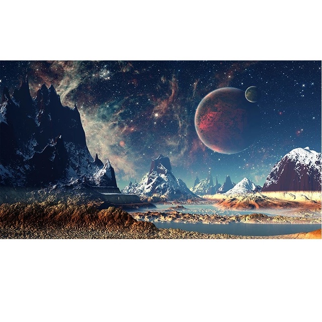 Tranh Vải Bạt Treo Tường In Hình Hành Tinh Vũ Trụ Galaxy Trang Trí Phòng Khách/Không Gian
