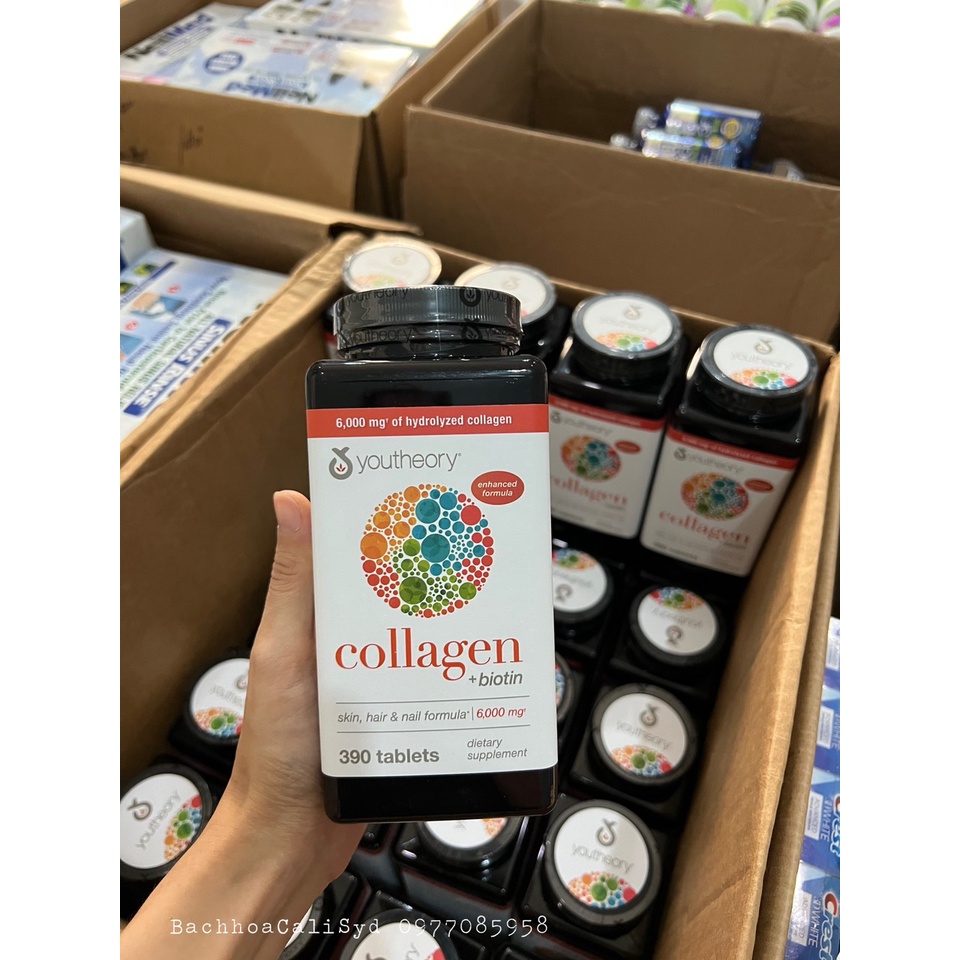 Viên uống đẹp da, chống lão hóa Collagen Youtheory Type 1 2 3 390 viên của Mỹ