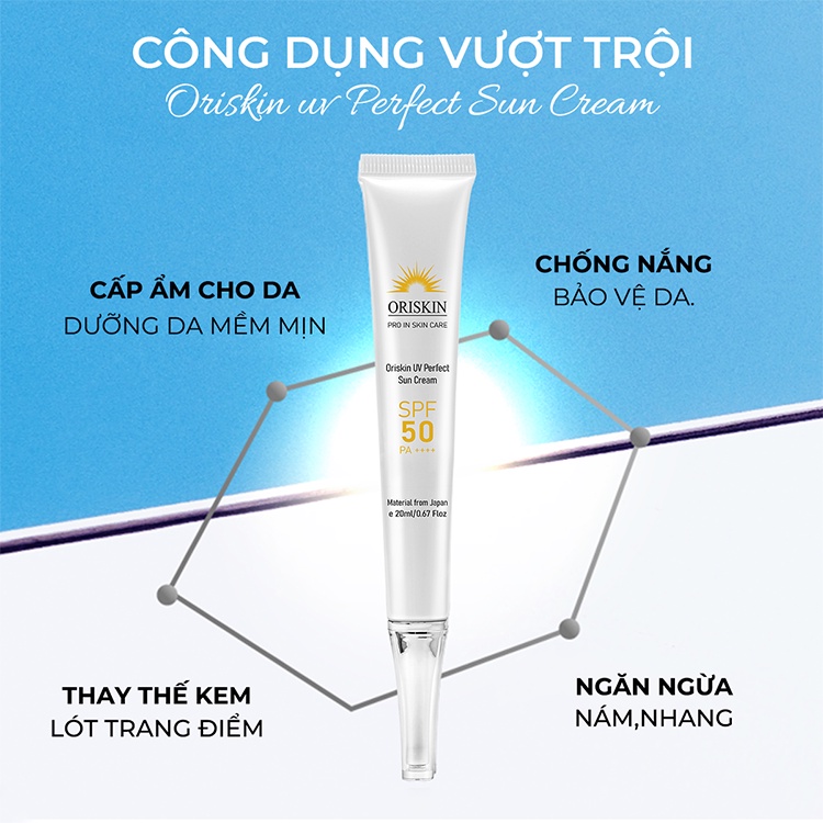 Kem Chống Nắng Cho Da Khô Oriskin UV Perfect Sun Cream, Nâng Tone Da, Dùng Cho Cả Da Dầu Mụn, Nhạy Cảm.