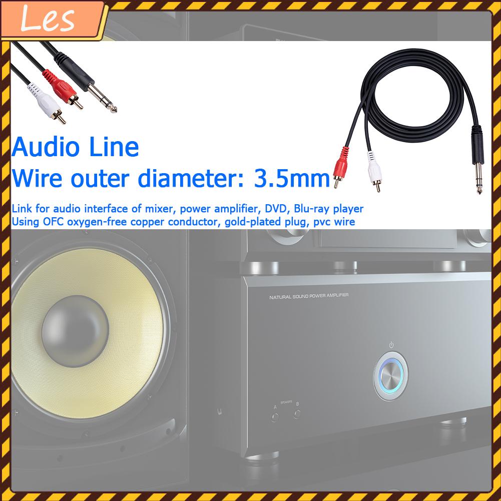 Dây cáp âm thanh chuyển đổi từ 2 RCA sang 1/4 inch 6.35mm TRS dài 1.5m/4.9ft