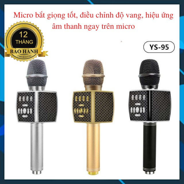 [ Bảo Hành 12 Tháng ] Micro Karaoke bluetooth YS 95 Mic Hát Karaoke Livetream Micro Ghi Âm Hỗ Trợ Đổi Giọng