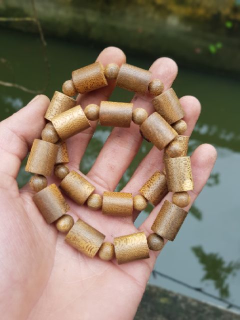 Vòng tay nam đốt trúc gỗ trầm gió hạt tròn 12 li