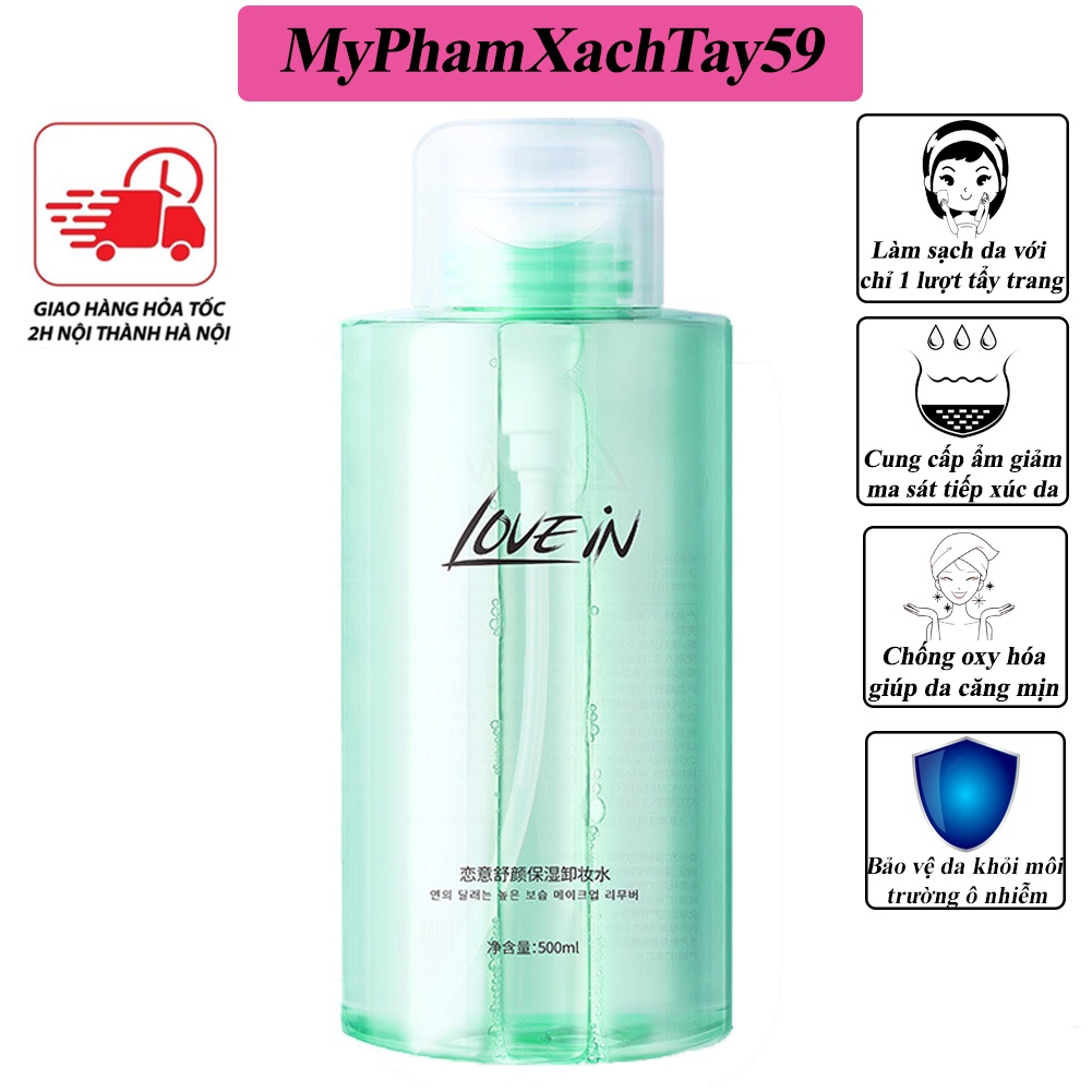 Nước Tẩy Trang Làm Sạch Da Dầu Mụn LOVE IN Dùng Cho Mọi Loại Da, Giúp Sạch Sâu Cung Cấp Độ Ẩm Cho Da