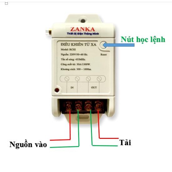 Công tắc điều khiển từ xa công suất lớn 500M-1000M 30A/220V sóng Radio RF 433Mhz Bộ 06