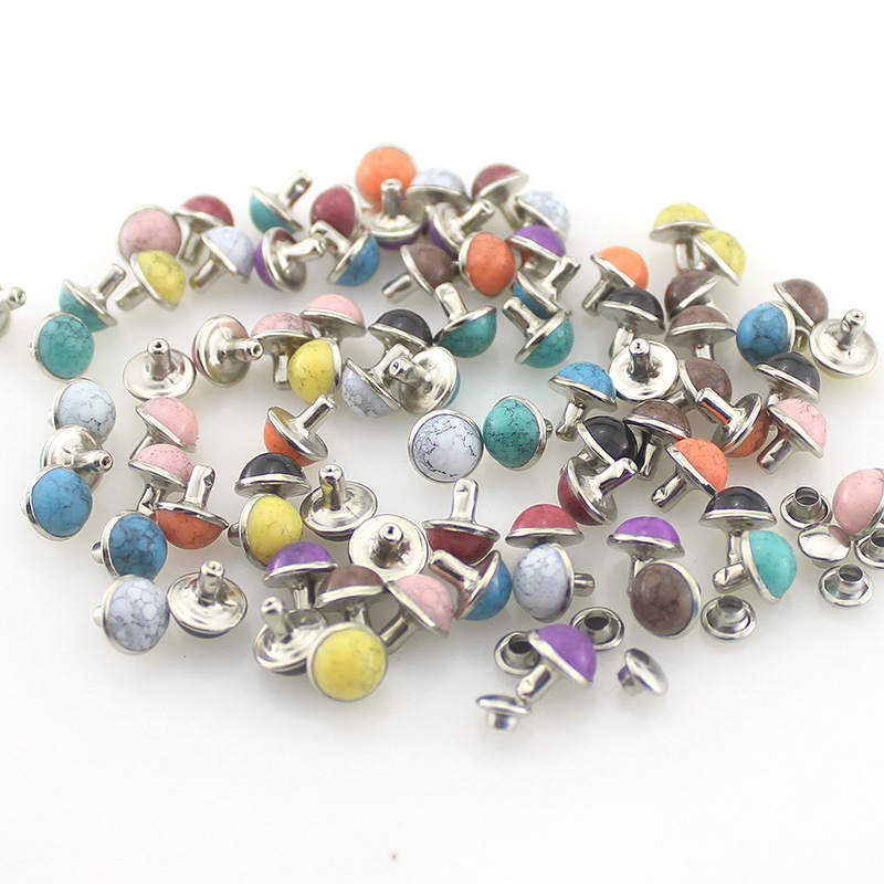 Set 100 Đinh Tán 8mm Bằng Đồng Thau Nhiều Màu Sắc Chuyên Dụng Làm Đồ Trang Sức Thủ Công