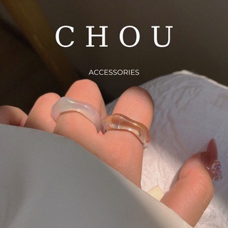 Set 2 Nhẫn Trắng Trong | CHOU ACCESSORIES |