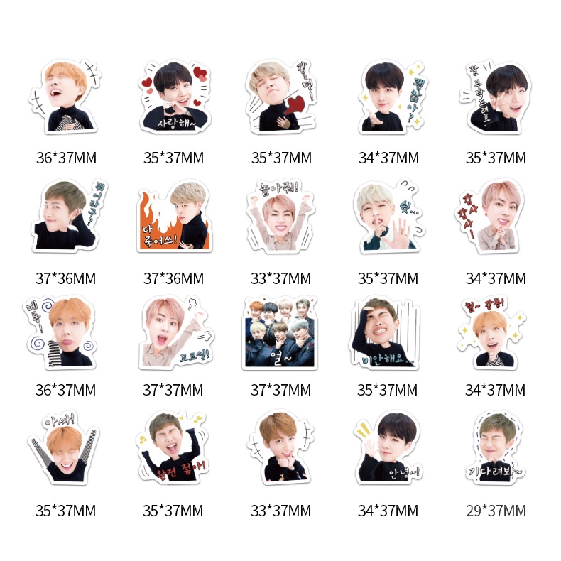 Set 40 hình dán chống thấm nước in họa tiết nhóm nhạc BTS ngộ nghĩnh