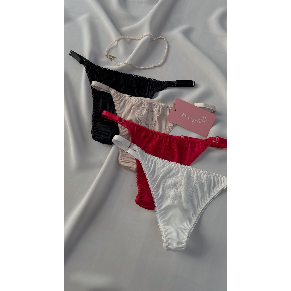 Quần lót nữ lọt khe lụa pha ren sexy Wine - thiết kế Sanvajulie