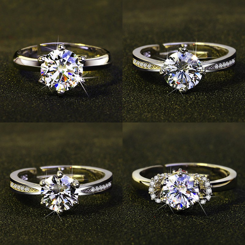 Nhẫn Cưới Mạ Vàng 18k Moissanite