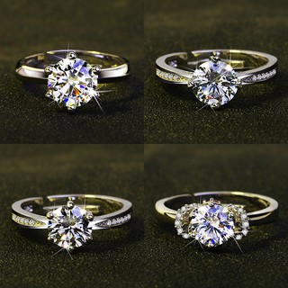 Nhẫn Moissanite Mạ Cao Cấp 18K Nhẫn Cưới Nữ Mở Điều Chỉnh Đề Nghị Nhẫn