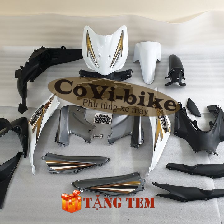 Dàn áo xe Wave S110 đời 2009 - 2010   nhựa ABS nguyên sinh màu TRẮNG - B546
