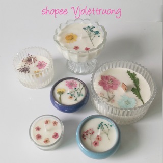 Hoa ép khô trang trí decor - trang điểm - nến handmade