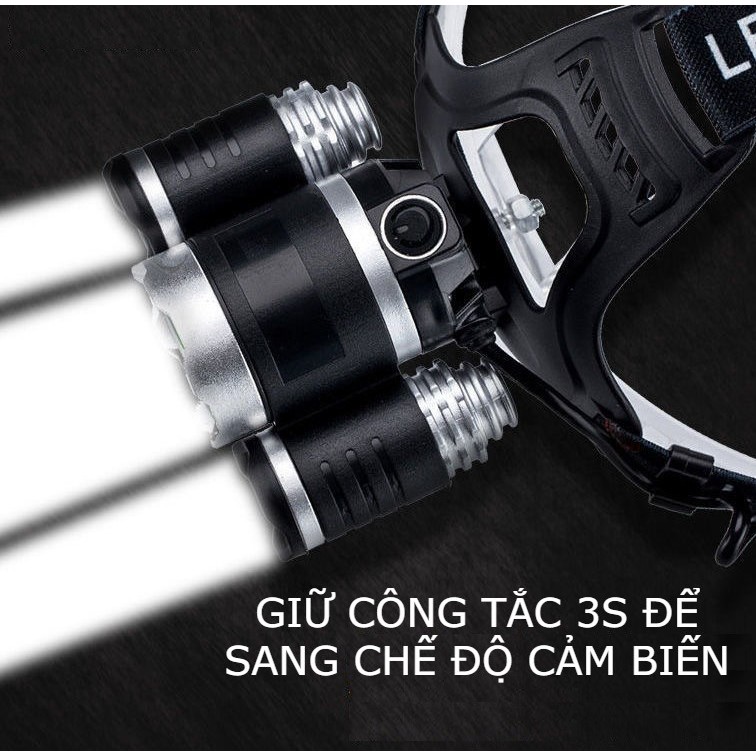 Đèn pin đội đầu pha led siêu sáng HeadLight, pin sạc dễ sử dụng