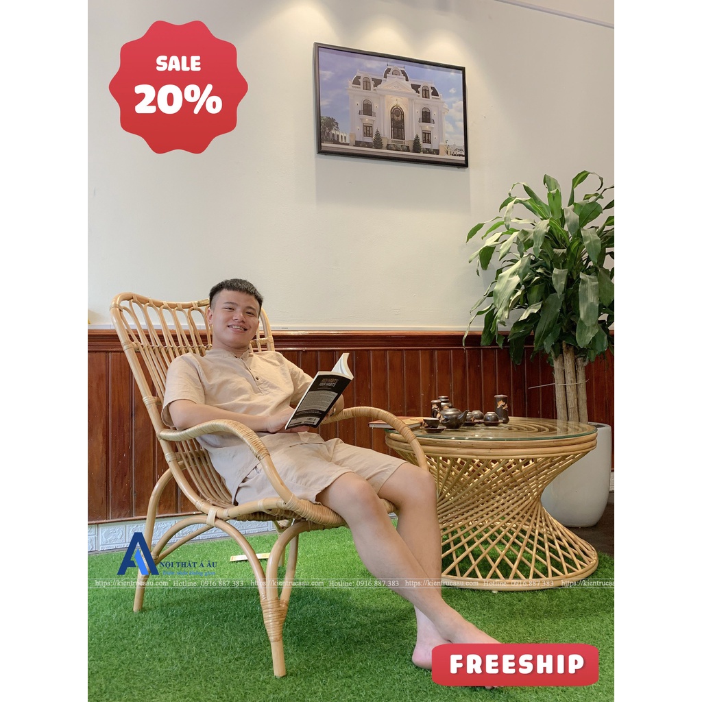 [FREESHIP – XẢ HÀNG]  GHẾ THƯ GIÃN MÂY LƯNG NGẢ ARMCHARI "CAM KẾT MÂY 100%"  trang trí quán cafe, phòng khách, ban công,