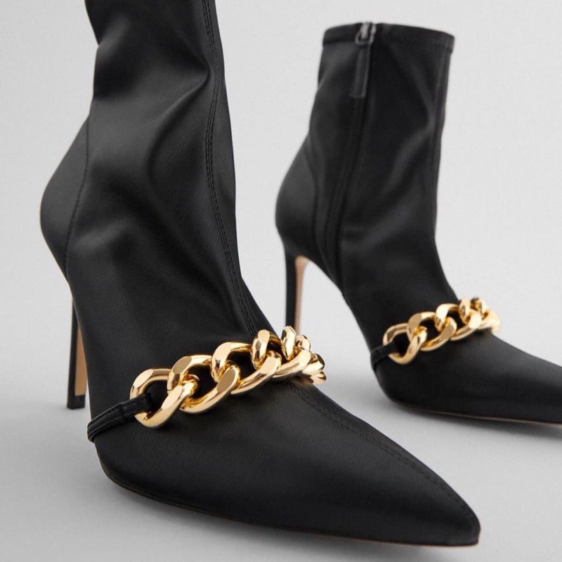 Boot Zara đen dây xích - size 37