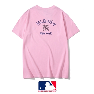Áo Thun Cotton Ngắn Tay Thêu Chữ Mlb Cá Tính Cho Nam Và Nữ