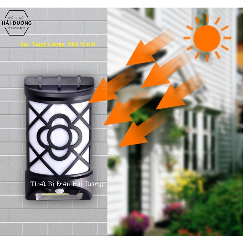 Combo Bộ 3 Đèn Tường Năng Lượng Mặt Trời Họa Tiết Hoa Văn - SH801 ( Tích Hợp Sạc Điện )