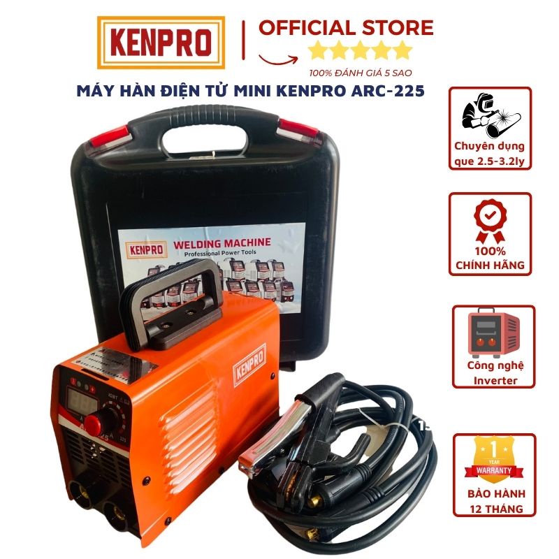 Máy Hàn Điện Tử Mini KENPRO ARC-225 Chính Hãng-All New-Có hộp nhựa bảo vệ,kèm đầy đủ phụ kiện về chỉ việc sử dụng