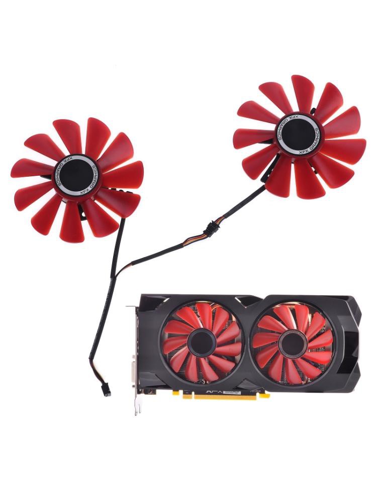 Set 2 Quạt Tản Nhiệt 85mm Rx-570-Rs Rx-580-Rs Fd10U12S9-C Cho Xfx Rx470 Rx570 Rs Rx580 Rs